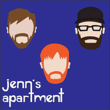 Jenn's Apartment Lansing, Michigan rock band logo depicting logo and three members.